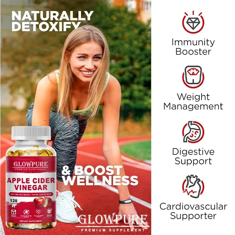 Apple Cider Vinegar Capsules for Digestion Detox & Weight Loss - Supports Fat Burn Bloating Relief & Constipation Support
