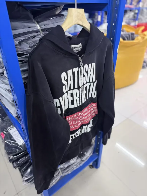 Street Brand 26SS“Cyber​​netics" Distressed Washed Old Zipper Cotton Winter High-Street Hoodies Sweater For Men