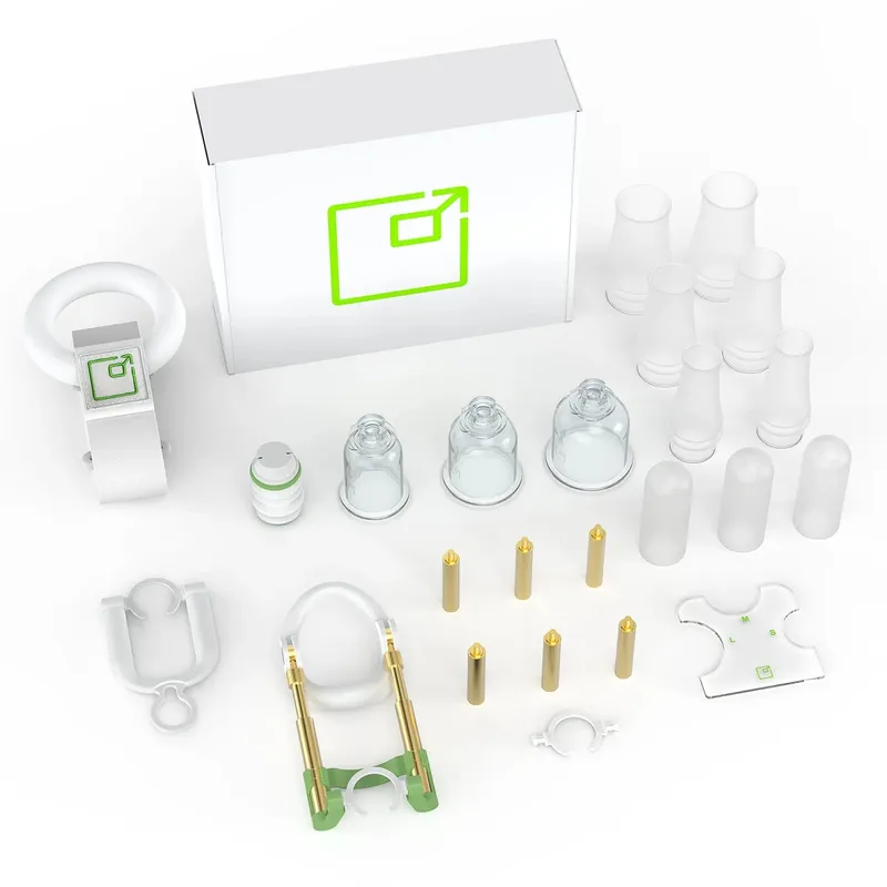 Male Penis Enlargement Training Device with 3 Sizes Vacuum Cup Adjustable Length Metal Holder for Enhanced Performance