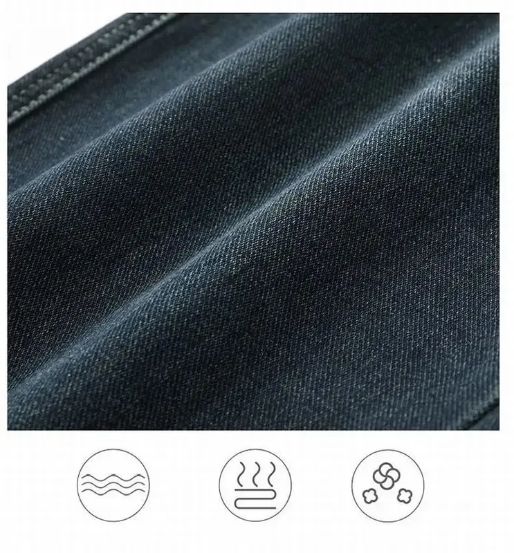 Men's Spring Autumn Soft Baggy Jeans Casual Straight Stretch Wide-Leg Business Denim Pants Versatile Comfortable Loose Trousers