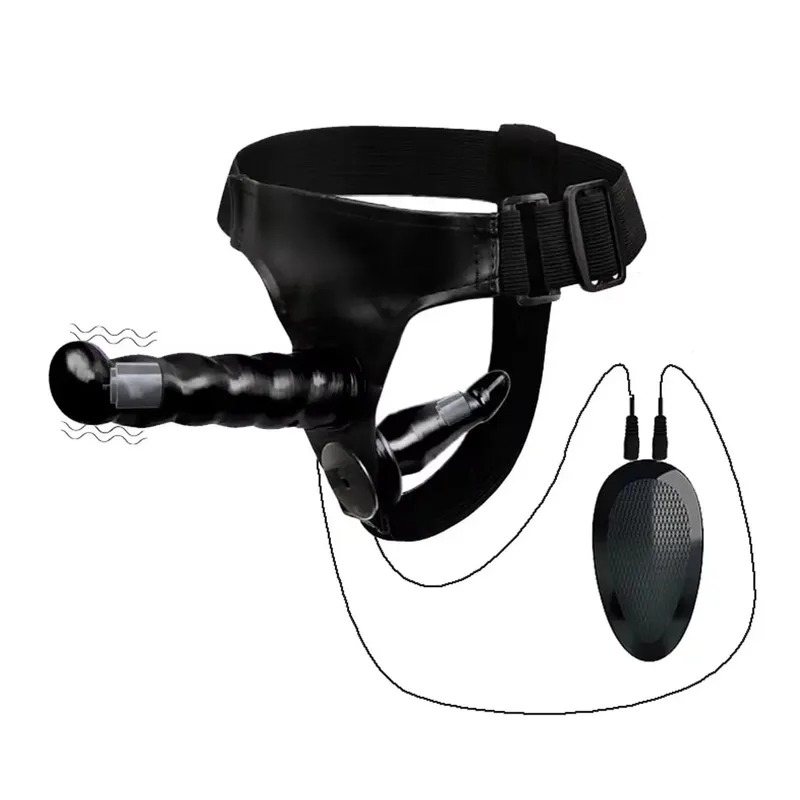 Vibrating Double Penetration Strap On Dildo Harness Adjustable Belt Dual Ended Anal Plug Sex Toy for Couples Remote Control A