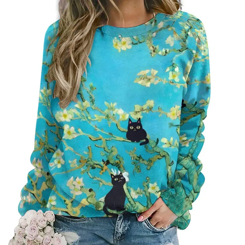 Fashion Butterfly flowers Women round-neck sweatshirt 3D Print Streetwear Autumn Y2k Sweatshirts Pullovers Woman Clothing Tops