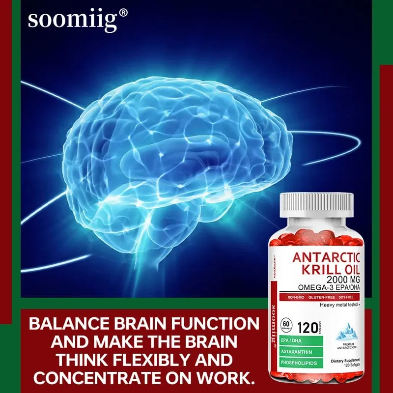 Antarctic Krill Oil Capsules 2000mg Omega-3 EPA & DHA with Astaxanthin Supplement Sourced from Red Krill Maximum Strength
