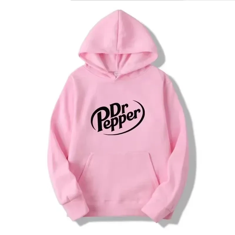 Autumn Warm Dr Pepper Letter Printed Hoodies Street Men Fashion Fleece Sweatshirts Casual Unisex Pullover Tops Fashion Tre