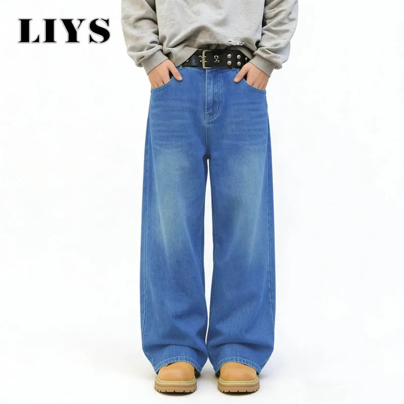 American Retro Men's Women's Ultra Baggy Wide Leg Jeans Four Seasons Street Oversized Fashion Denim Pants Unisex Clothes