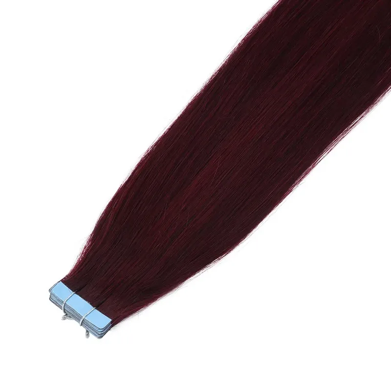 Tape in Human Hair Extensions Brown Seamless Tape in Hair Extensions Skin Weft PU Tape On Hair 12'-24' Machine Remy Tape Ins
