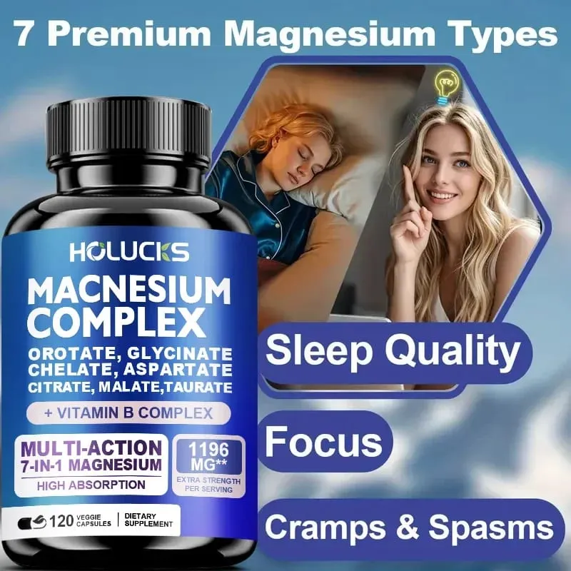 Magnesium Complex 1000mg Integratore con Vitamine C E B1 B2 B6 B12 Magnesio Glicinato Chelato Malato Taurato e Citrato