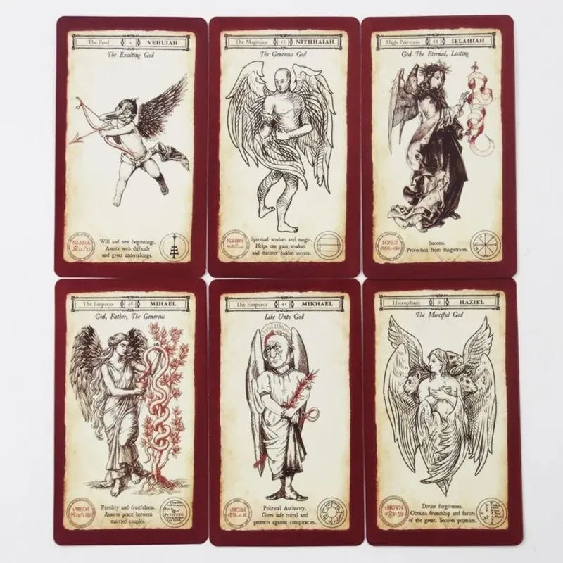 72 Kabbalistic Angels Oracle Angel-Evoking Tarot Deck - 78 Divine Guidance Cards with Angelic Sigils & Names 10.3*6cm
