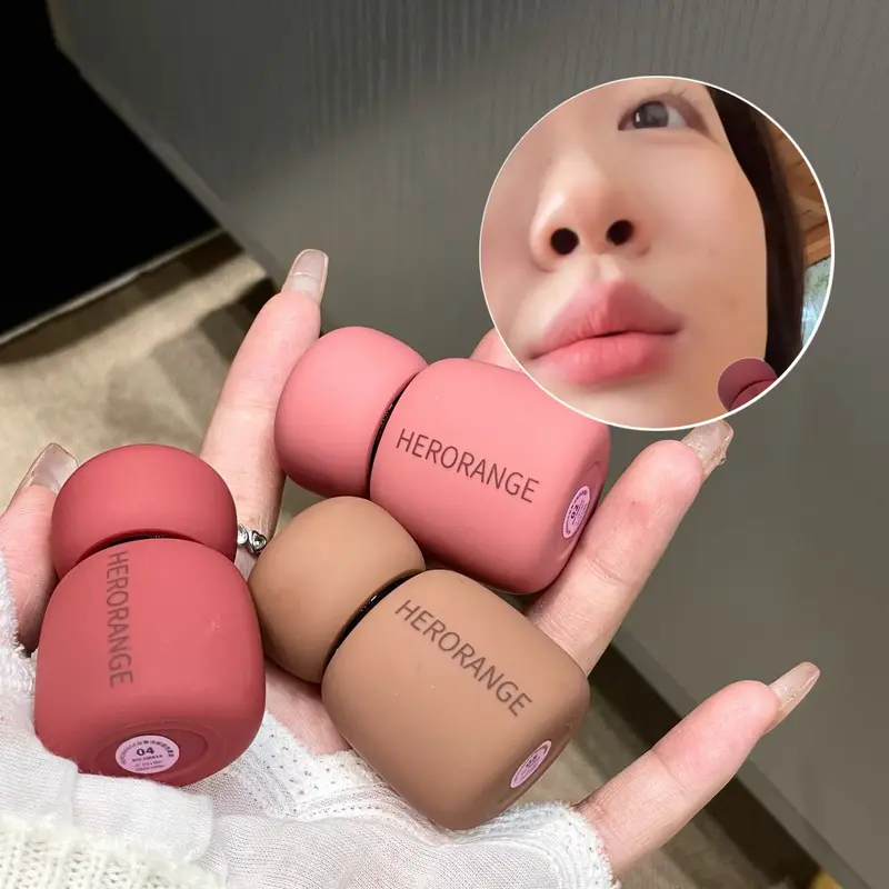 Herorange veludo fosco labial lama rico pigmento sem transferência de longa duração suave não seco ilumina a pele uso diário