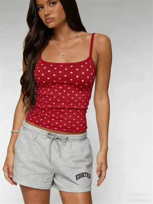 Polka Dot Pink Camis Woman Summer Cotton Slim Tank Top Female Casual Vintage Preppy Style All-match Sweet Cute Crop Top Y2k New — image 6