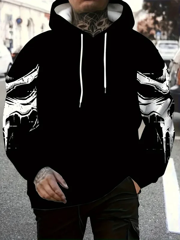 Hot selling new men's autumn gym muscle training skeleton print soft and comfortable hooded sweatshirt outdoor sportswear