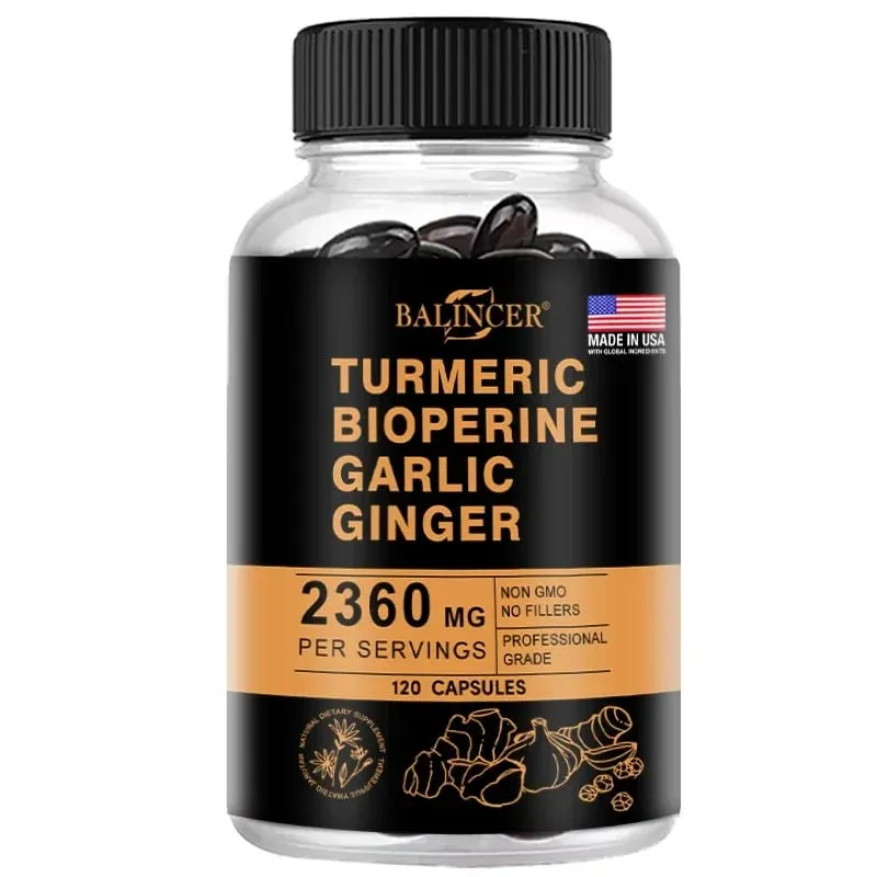 Zerdeçal Zencefil Takviyesi Piperine 2360 Mg Sarımsak Rahatlığı Sindirim ve Bağışıklık Besin Takviyesi Kalsiyum Glutensiz