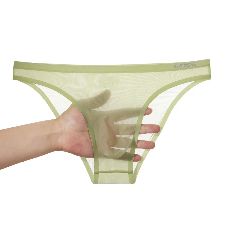 Seamless Quick Drying Men Briefs Underwear Solid Color Ice Silk Ultra-thin Underpants Sexy Breathable 3D Pouch Panties Undies