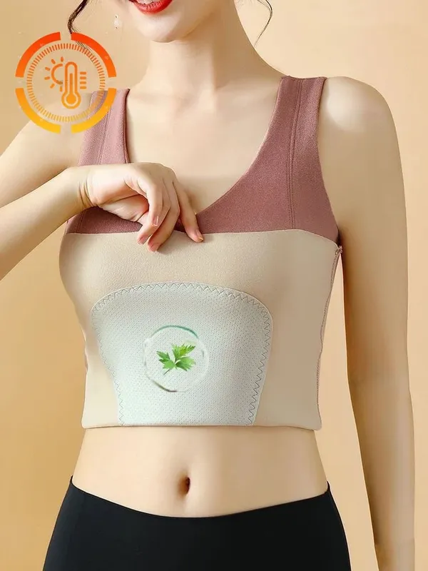 Winter Fleece Thermal Vest for Women Thickened Thermo Lingerie Seamless Soft Warm Inner Wear Female Undershirt With Bra Padded