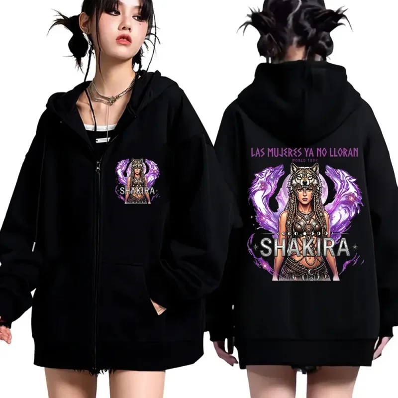 2026 Shakira Las Mujeres Ya No Lloran World Tour Zipper Hoodie Man Woman Harajuku Long Sleeve Streetwear Sweatshirts