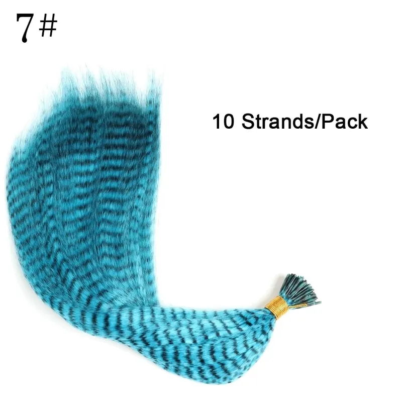 Synthetic Colored I-Tip Faux Feather Hair Extensions 16" 10 Strands/Pack Women's Heat Resistant Fiber Wig Accessories