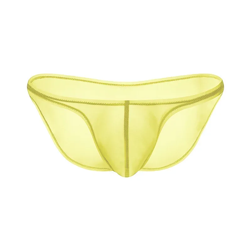 Sexy Mens Underwear Ice Silk Briefs Low Rise Transparent Bikini Panties Breathable Quick Dry Mesh Lightweight Undergarments