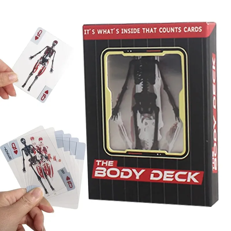 Human Skeleton Knowledge Poker Cards Transparent PVC Waterproof Cards Educational Gifts and Collectibles for Medical Students
