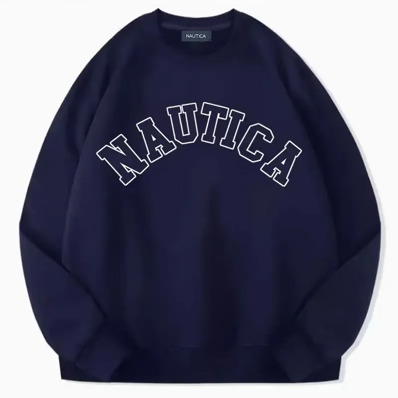 Nautica's fleece-softening warm-weather casual sportswear for both men women featuring printed designs Loose men's sweatshirt