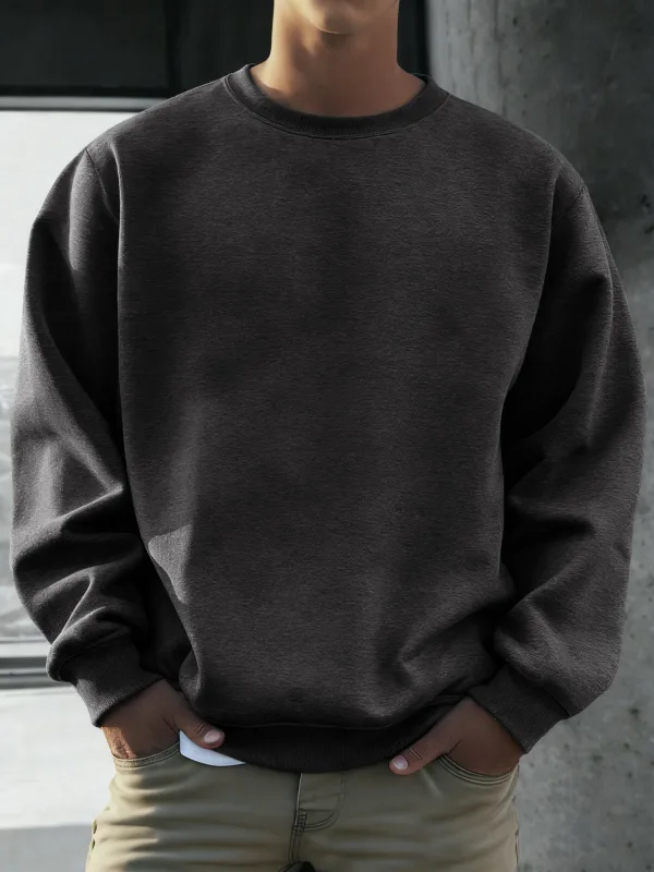 Solid Soft Pullovers Street Autumn Comfy Fleece Hoodies Office Jogging Loose Sweatshirts Casual Basics Daily Streetwear Of Men