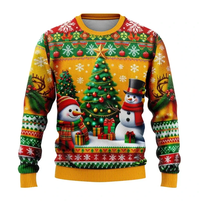 Nam Nữ Xmas Áo 3D Giáng Sinh Người Tuyết Santa In Hình Giáng Sinh Xấu Xí Áo Len Unisex Chui Đầu Ngày Lễ Đảng Dây Nhảy Cao Cấp