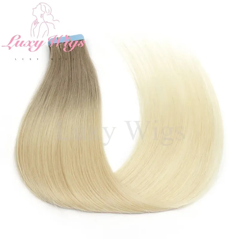 Highlights Gray Tape in Hair Extensions Human Hair Straight Black Blonde Seamless PU Skin Weft Tape In Hair Extensions 20PCS