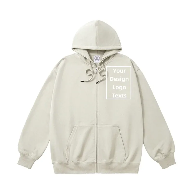 Customized Logo Zipper Hoodies Autumn Winter Fashion Embroidery Company Printed Sweatshirts Men Women Personality Hoody Pullover