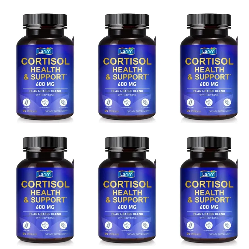 Lenm Cortisol Health Support Capsules Ashwagandha Rhodiola Holy Basil L-Theanine For Stress Balance & Relaxation Adult 90 Count