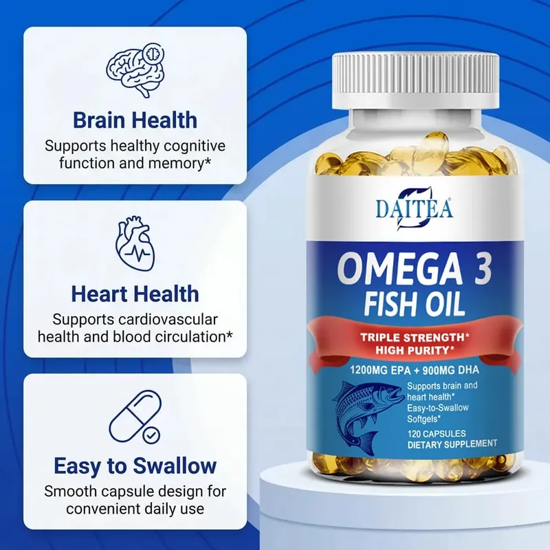 Omega 3 Fish Oil - for Nervous System Skin and Hair Health Antioxidants - Easy To Swallow