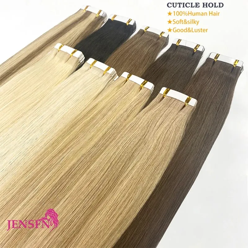 Tape In Hair Extension 100% Real Human Hair Straight Hair Seamless Invisible Skin Weft Remy Tape Ins Brown Blonde Womem