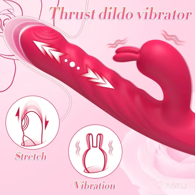 Adult Sex Toy Thrusting Rabbit VIbrator for Women Vibrating Dildo Telescopic G-Spot Clitoris Stimulator Female Masturbator