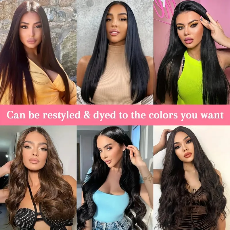 20" Straight Super Long 7pcs Set Thick Clip in on Hair Extensions Straight Full Head Black for Women Synthetic Hair