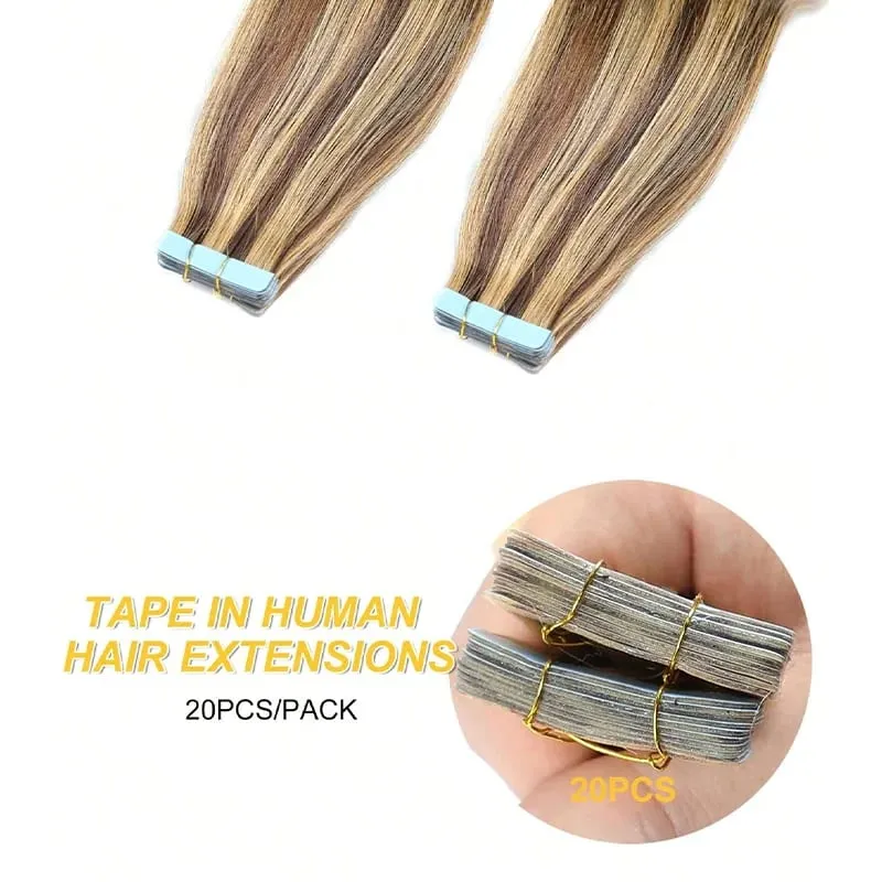 Jessie's Wig #4P27 Piano Highlight 16-26 Inches 50g 20pcs/pack Tape In Human Hair Extensions Real Human Hair Silky Straight