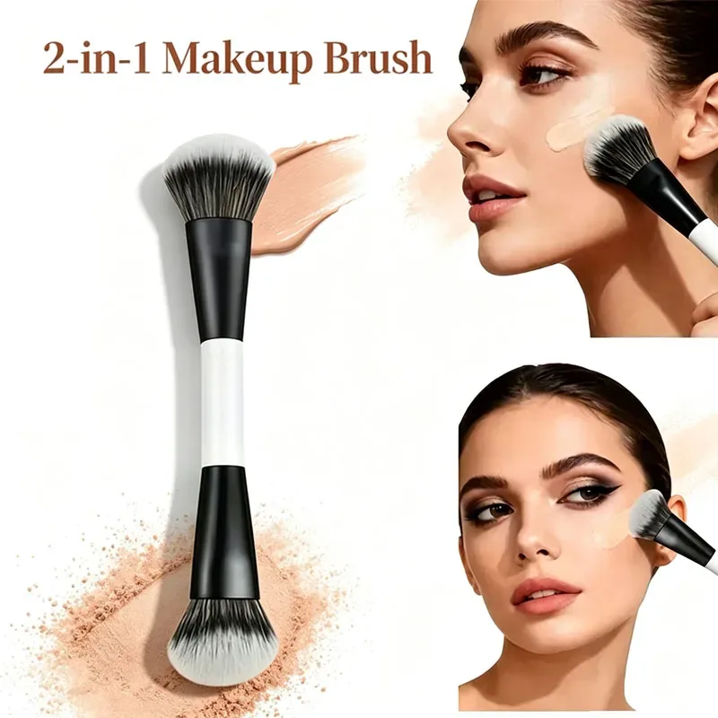 Multifunctional Make Up Brush Double Ended Angled Foundation Makeup Brushes Blush Make Up Brush Wood Handle Cosmetic Tool HZS35