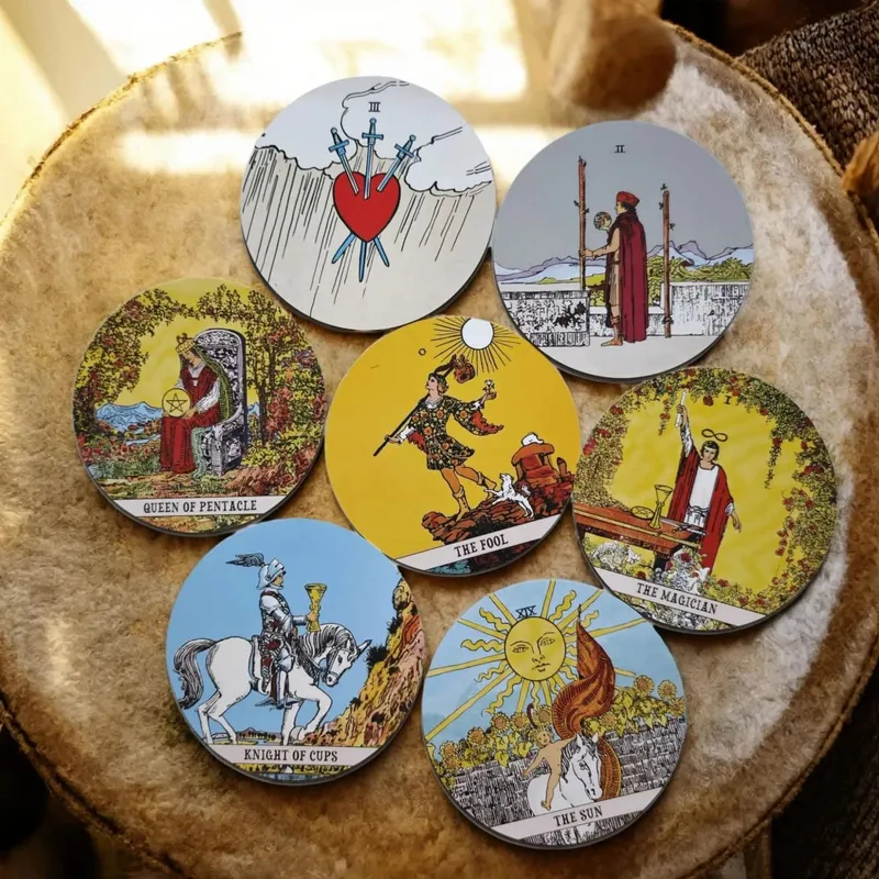 Circular Tarot Cards Deck Include 78 Round Cards & Paper Guidebook in Rigid Box Wait Tarot Deck A Journey Begins for Beginners