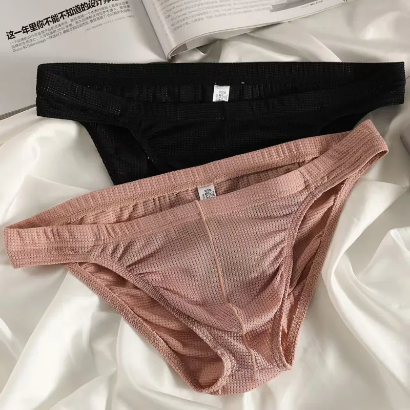 Men's Summer Ultra-thin Boxers Briefs Ice Silk Seamless Underwear Sexy Lingerie Underpants Shorts Breathable Panties