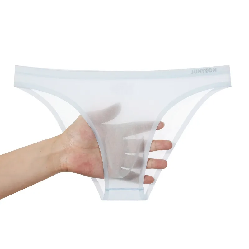 Seamless Quick Drying Men Briefs Underwear Solid Color Ice Silk Ultra-thin Underpants Sexy Breathable 3D Pouch Panties Undies