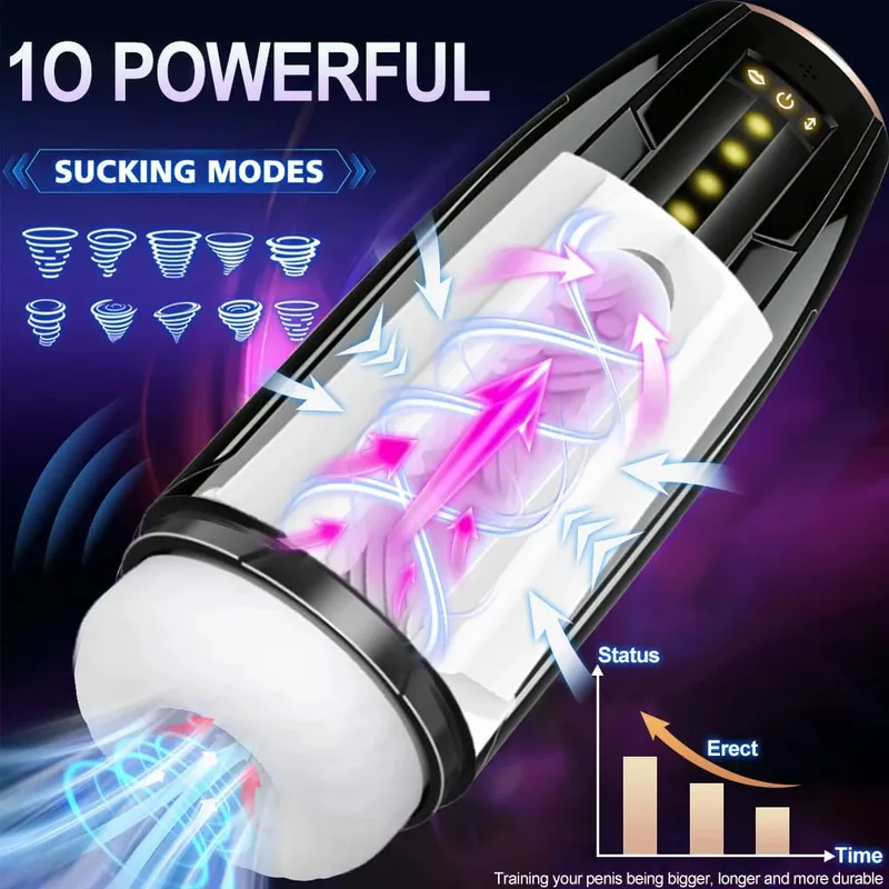 Automatic 3 IN 1 Masturbator Cup Enlargement Penis Pump Vacuum 10 Suction Thrusting Vibration Sex Toy For Men Adult Supplies