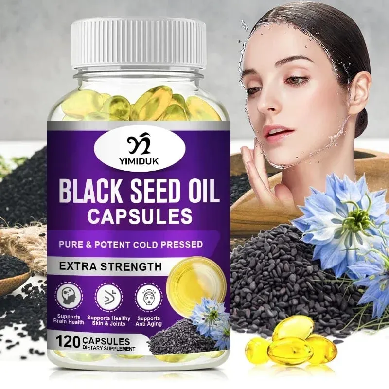 Yimiduk Premium Black Seed Oil Supplement for Overall Wellness & Vitality Joint & Brain Health & Immune System Anti Aging