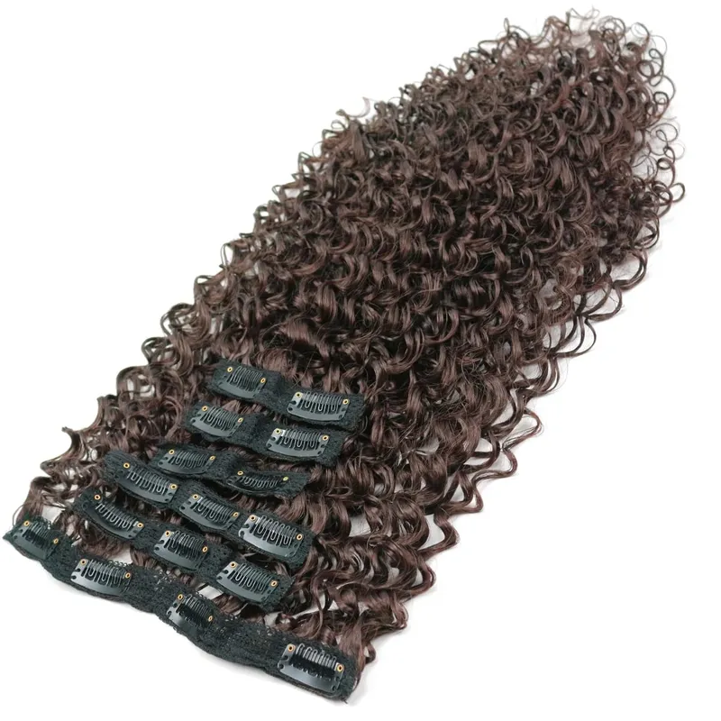 Synthetic 20inch Kinky Curly Clip In Hair Extensions Double Weft Full Head Japanese Heat Resistance Fiber Synthetic Curly Hair