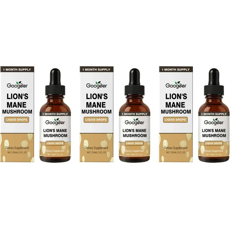 Googeer Lion's Mane Mushroom Flytande droppar minne och fokusstöd för kognitiv klarhet Mental smidighet Alkoholfri 30 ML — image 9