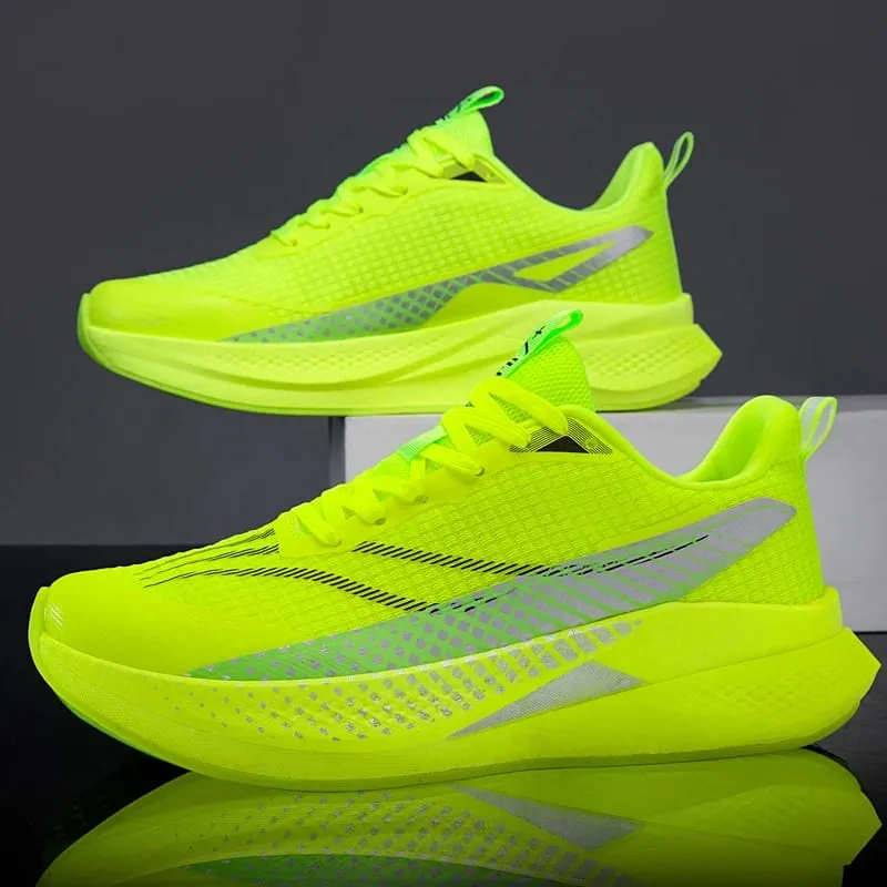 Carbon Plate Running Shoes Men Casual Marathon Athletic Sports Outdoor Travel Breathable Lightweight Comfortable Women Sneakers