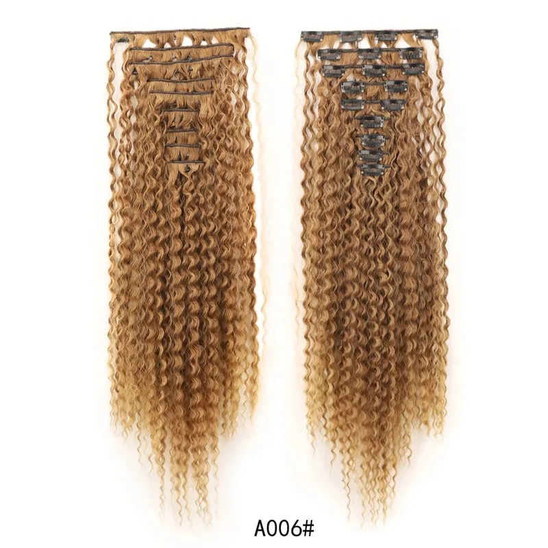 9PCS Clip in Hair Extensions 20 Inch Curly Double Weft Clip Hair Extension Kinky Curly Long Soft Synthetic Hairpieces for Women