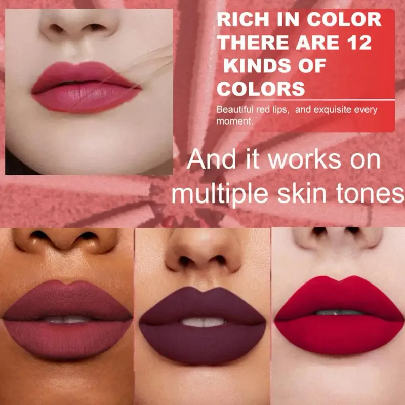 12 kleuren Matte Lip Liner Potlood Set Romige Fluwelen Lippenstift Langdurige Waterdichte Gladde Hoog Gepigmenteerde Lip Make-Up voor Vrouwen