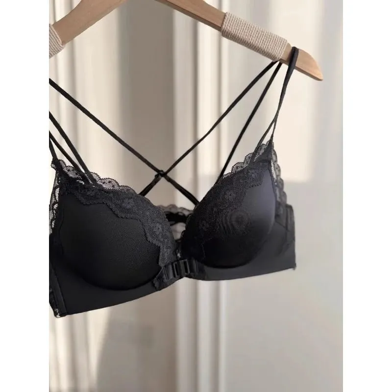 Leopard Print Front Button Bra Set Push Up Petite Women Backless Sexy Lingerie for Party Gathering Enhance Bust Show Larger S-XL