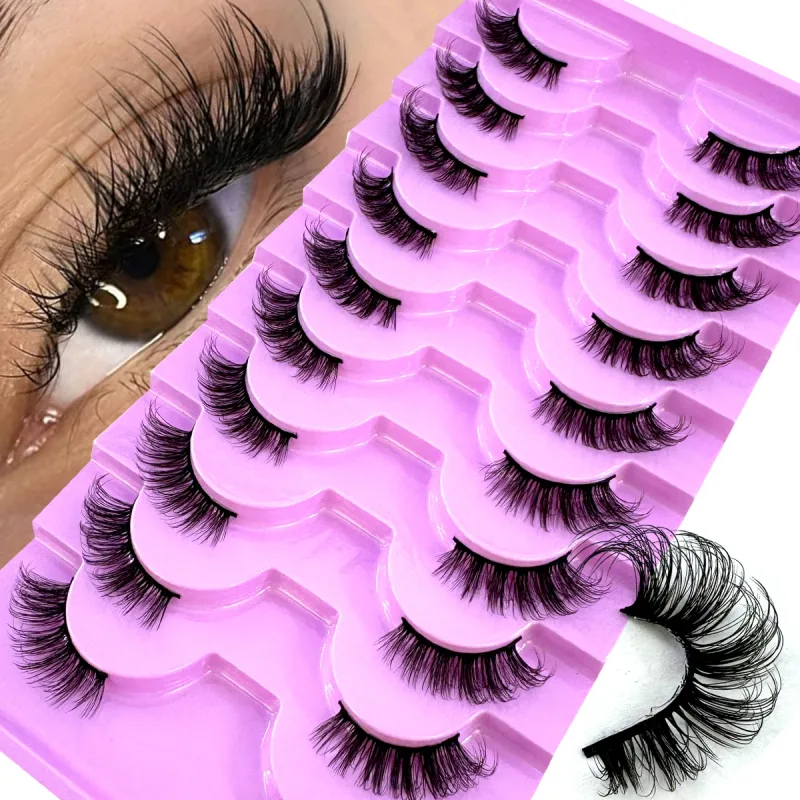Halbe Wimpern, 10 Paar halbe Wimpern, weiche, natürliche Katzenaugen-Wimpern, Make-up-Werkzeug, künstliche Wimpern, Verlängerung, flauschige künstliche Wimpern