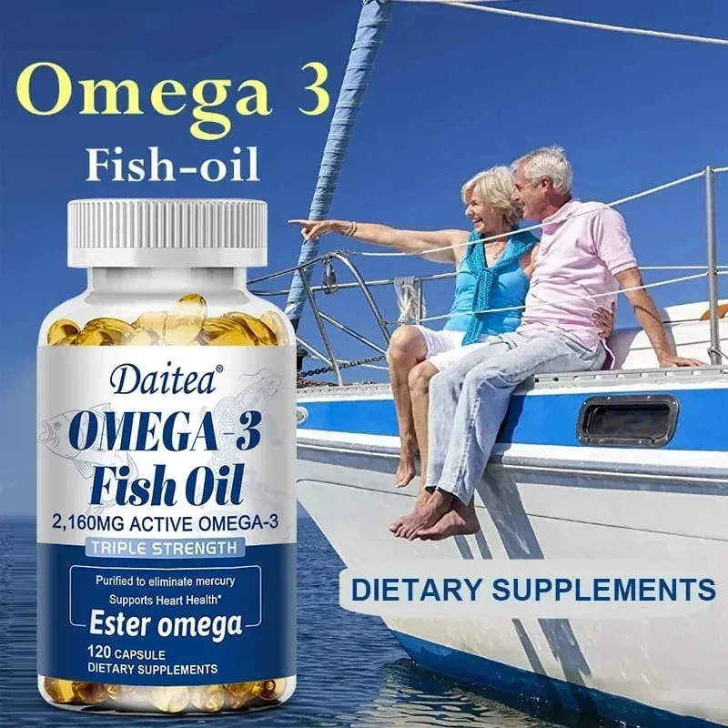 Omega 3 fiskeolie - EPA & DHA højeste styrke til led- og hjernestøtte Hjertesundhedsøjne