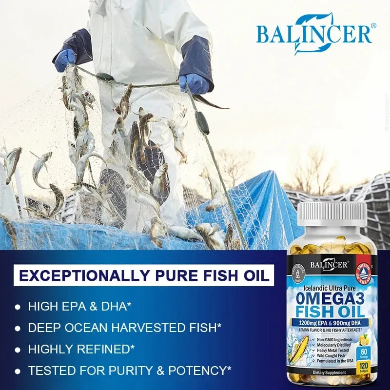 Omega-3-Fischöl-Ergänzungsmittel – mit EPA und DHA – unterstützt die Gesundheit von Herz und Gehirn. Omega-3-Fettsäuren, 120 Kapseln