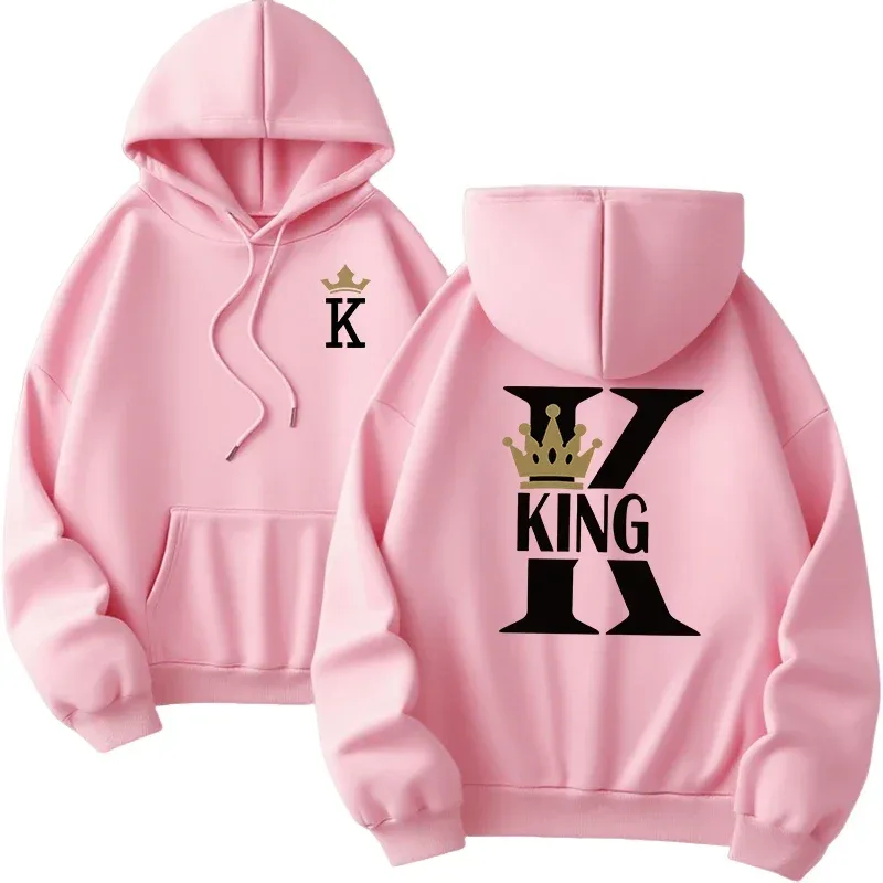 Gran oferta, sudaderas con capucha para hombre y mujer, sudaderas con estampado King Queen, ropa informal versátil para parejas, jersey diario para Otoño e Invierno Y2k