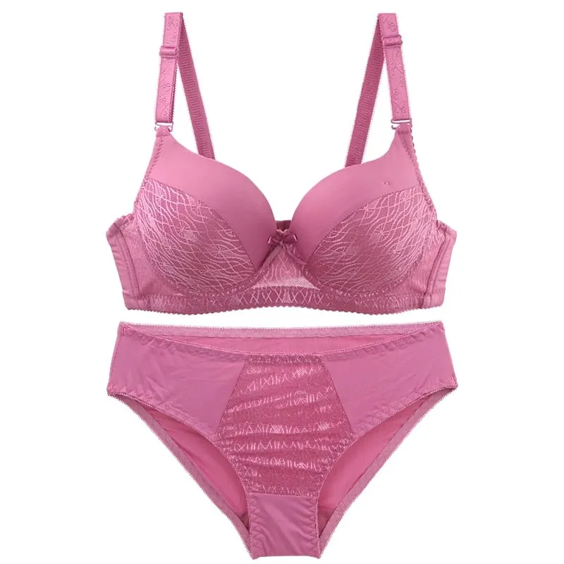 DaiNaFang Seamless Adjustable Minimizer Bra Set Breathable Push Up Side Support Sweat Proof Lingerie ABC Cup Underwear